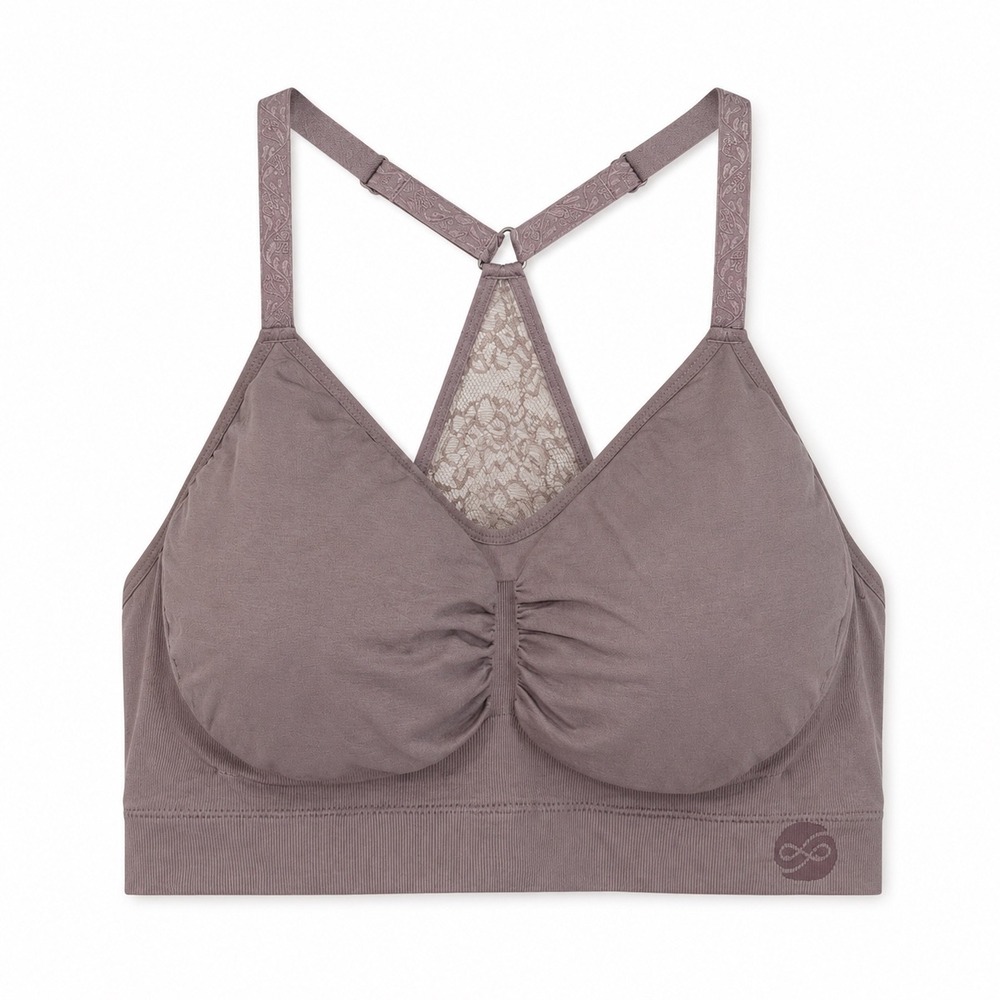 Davy Piper Nellie Lace Racerback Wireless Bra Womens Size XXL 2XL Lily Purple
